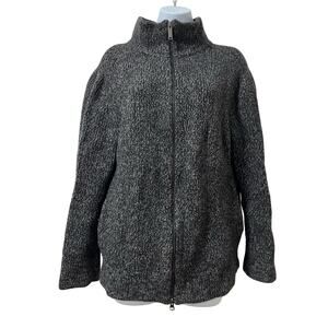 /EVERLANE‎ Womens 100% Wool Full Zip Thick Knit Cardigan Size XL Black Heathered